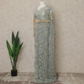 Seafoam Green Premium French 2-Tone Chantilly Lace Saree, 5.5 Mtrs Length, 110 Cms Width, Crafted in France-Blouse Not Included-D26699