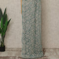 Seafoam Green Premium French 2-Tone Chantilly Lace Saree, 5.5 Mtrs Length, 110 Cms Width, Crafted in France-Blouse Not Included-D26699