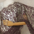 Plum Wine Premium French 2-Tone Chantilly Lace Saree, 5.5 Mtrs Length, 110 Cms Width, Crafted in France-Blouse Not Included-D26702