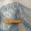 Dusty Teal Premium French 2-Tone Chantilly Lace Saree, 5.5 Mtrs Length, 110 Cms Width, Crafted in France-Blouse Not Included-D26700