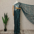 Teal Green Premium French 2-Tone Chantilly Saree Lace, 5.5 Mtrs Length, 110 Cms Width, Crafted in France-Blouse Not Included-D26705