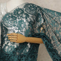 Teal Green Premium French 2-Tone Chantilly Saree Lace, 5.5 Mtrs Length, 110 Cms Width, Crafted in France-Blouse Not Included-D26705