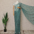 Sea Green Premium French 2 Tone Chantilly Saree Lace 5.5 Mtrs Length 110 Cms Width Designer Net Fabric Made In France, Blouse Not Included-D28115