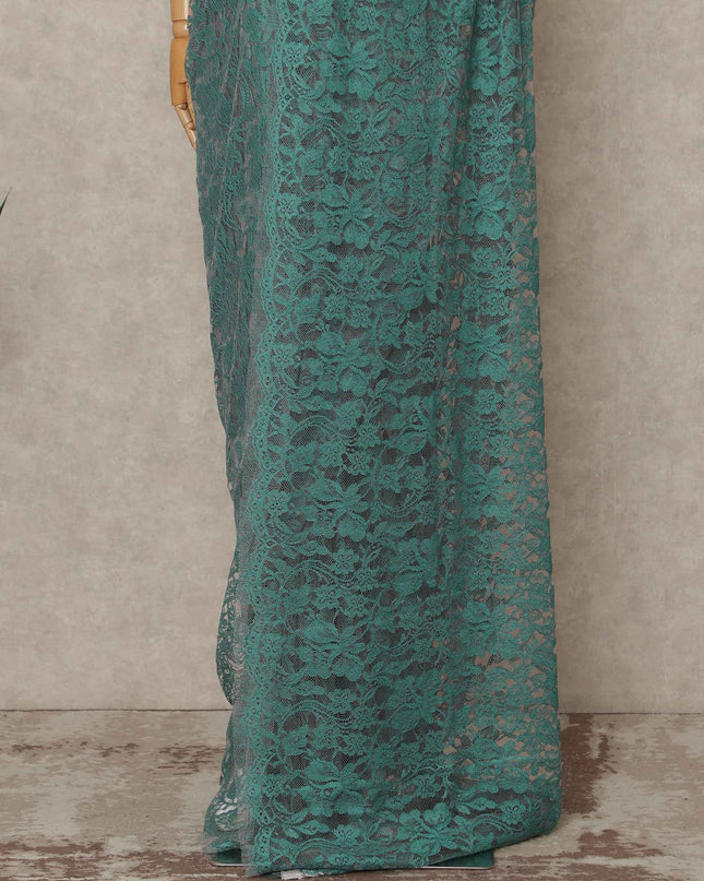 Sea Green Premium French 2 Tone Chantilly Saree Lace 5.5 Mtrs Length 110 Cms Width Designer Net Fabric Made In France, Blouse Not Included-D28115