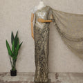 Antique Gold Premium French 2-Tone Chantilly Lace Saree, 5.5 Mtrs Length, 110 Cms Width, Crafted in France-Blouse Not Included-D26704