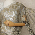 Antique Gold Premium French 2-Tone Chantilly Lace Saree, 5.5 Mtrs Length, 110 Cms Width, Crafted in France-Blouse Not Included-D26704