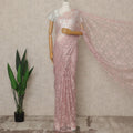 Blush Rose Premium French 2-Tone Chantilly Lace Saree, 5.5 Mtrs Length, 110 Cms Width, Crafted in France-Blouse Not Included-D26697