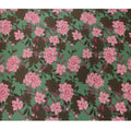 Green Pink Floral Print Premium Pure Silk Satin Fabric, 110 cm Width, Bold Botanical Design, Origin: South Korea-D26815