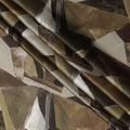Brown Beige Abstract Geometric Print Premium Pure Silk Satin Fabric, 110 cm Width, Contemporary Artistic Pattern, Origin: South Korea-D26817