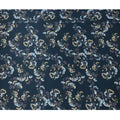 Dark Teal Multicolor Floral Print Premium Pure Silk Satin Fabric, 110 cm Width, Detailed Botanical Design, Origin: South Korea-D26809