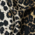 Brown Black Leopard Print Premium Pure Silk Satin Fabric, 110 cm Width, Bold Animal Skin Design, Origin: South Korea-D26811