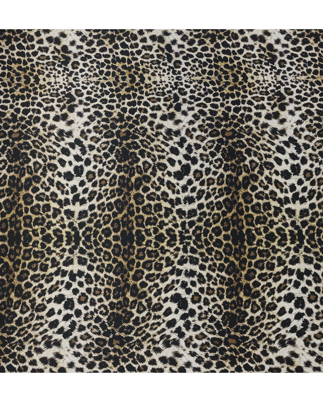 Brown Black Leopard Print Premium Pure Silk Satin Fabric, 110 cm Width, Bold Animal Skin Design, Origin: South Korea-D26811