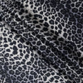 Black Grey Leopard Print Premium Pure Silk Satin Fabric, 110 cm Width, Bold Animal Skin Design, Origin: South Korea-D26812