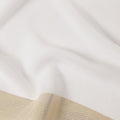 White Wrinkle Silk Chiffon Fabric with Golden Border Stripe Lightweight Sheer Textured Fabric for Sarees Dresses Dupattas and Crafts 110 Cms Wide South Korea Origin-D27660