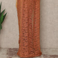 Burnt Orange Premium French Chantilly Saree Lace Fabric 110 Cms Width 5.5 Meters Piece Elegant Floral Net Lace From France For Designer Sarees And Couture Draping-D27688