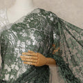 Deep Forest Green Black Premium French 2 Tone Chantilly Saree Lace Fabric 5.5 Meters x 110 Cms Width Elegant Floral Net Material From France Unstitched Blouse Not Included-D28152