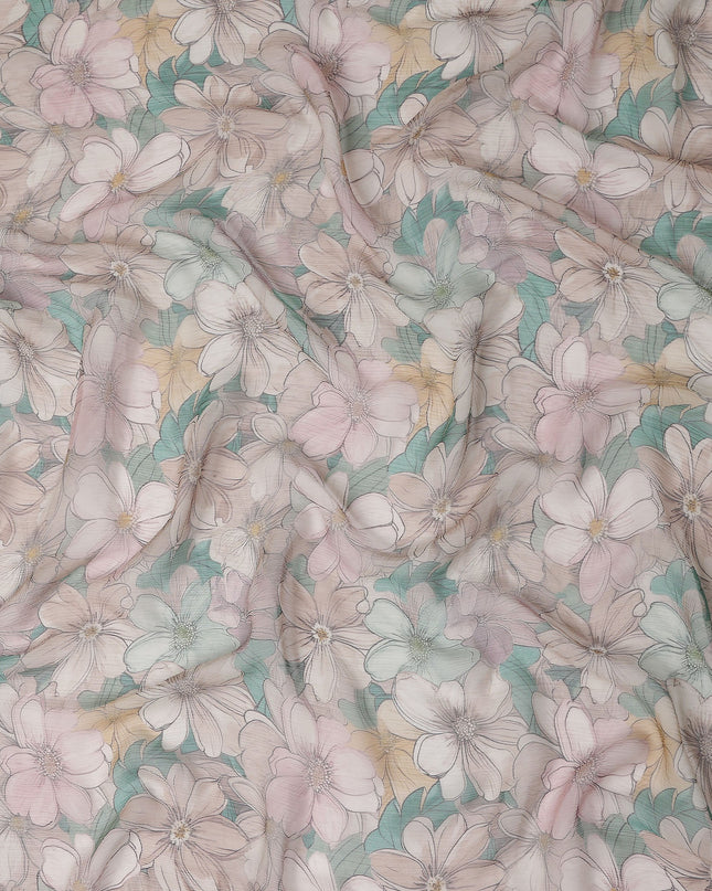 Dusty Blush Pink Floral Viscose Digital Print Fabric 110cm