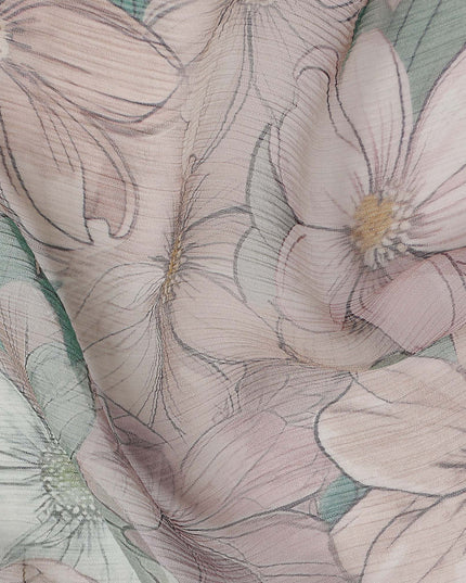 Dusty Blush Pink Floral Viscose Digital Print Fabric 110cm