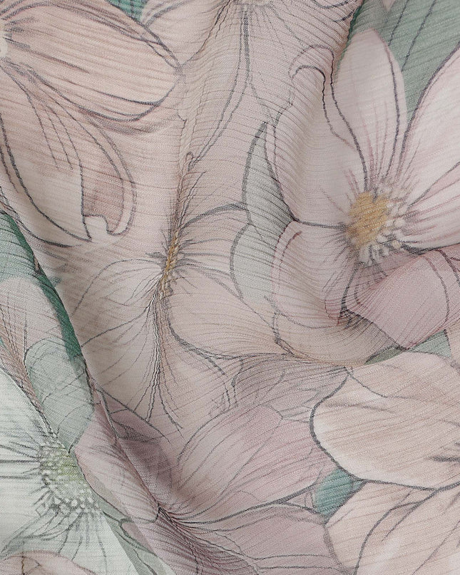 Dusty Blush Pink Floral Viscose Digital Print Fabric 110cm