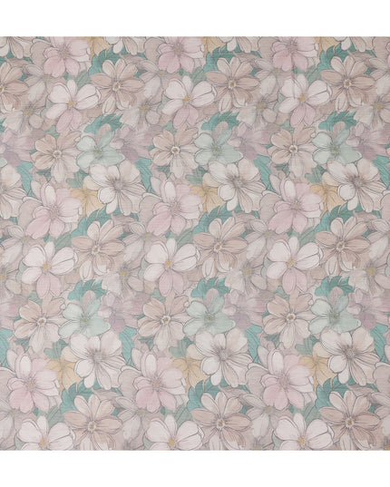 Dusty Blush Pink Floral Viscose Digital Print Fabric 110cm
