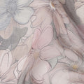 Soft Dove Grey Floral Viscose Digital Print Fabric 110cm