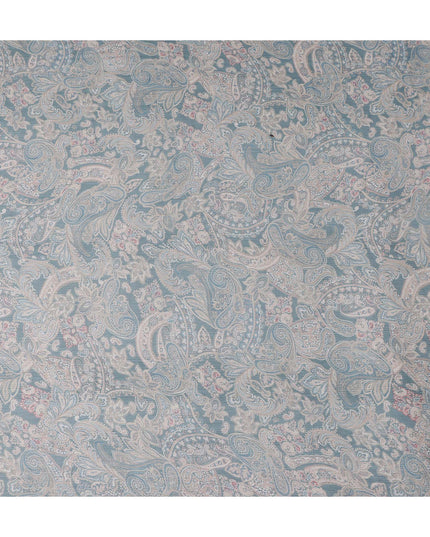 Powder Blue Paisley Viscose Digital Print Fabric 110cm