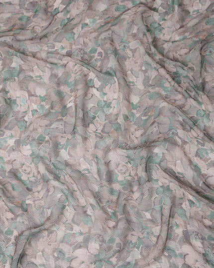Muted Sage Green Floral Viscose Digital Print Fabric 110cm