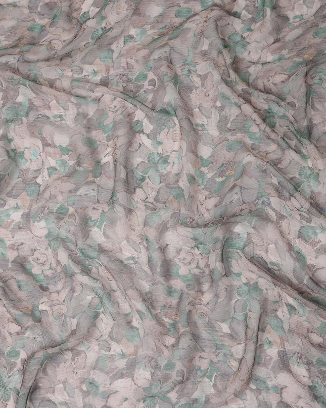 Muted Sage Green Floral Viscose Digital Print Fabric 110cm