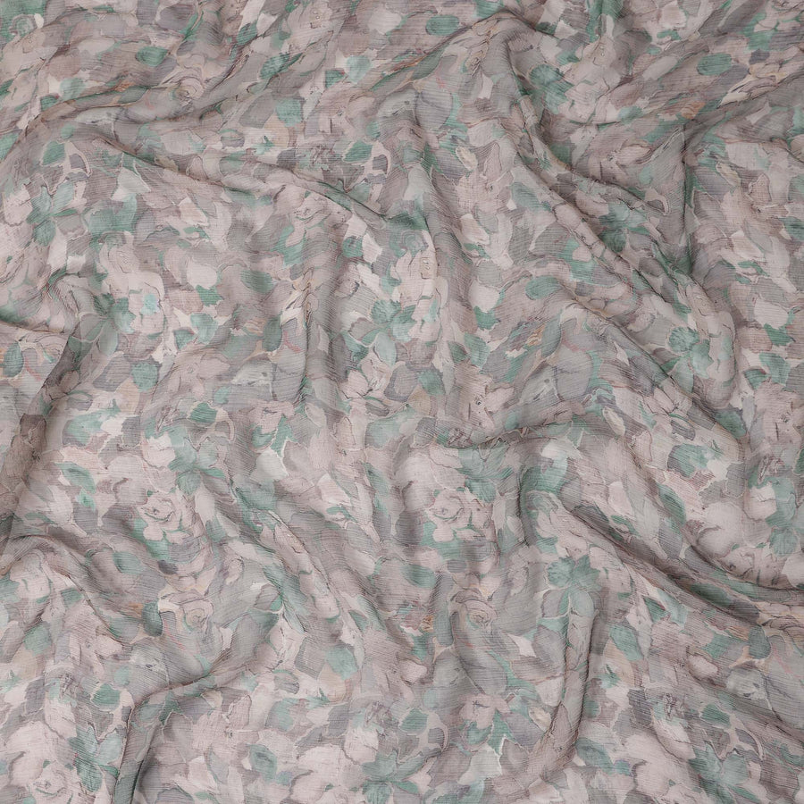 Muted Sage Green Floral Viscose Digital Print Fabric 110cm
