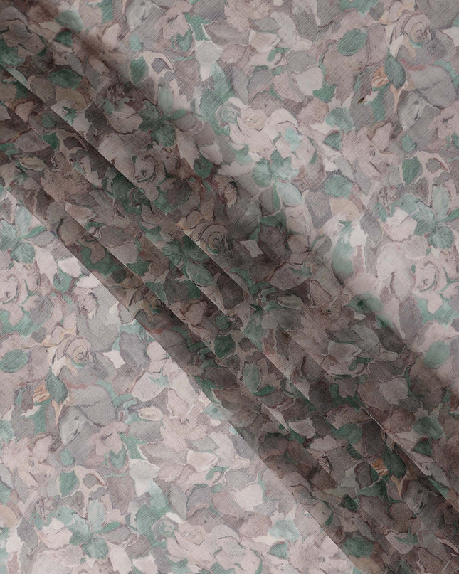 Muted Sage Green Floral Viscose Digital Print Fabric 110cm