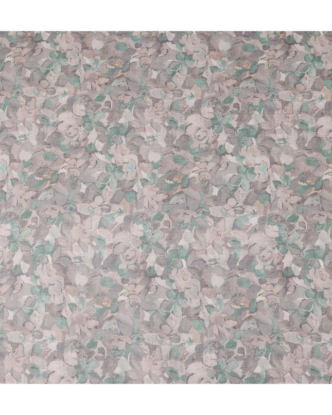 Muted Sage Green Floral Viscose Digital Print Fabric 110cm