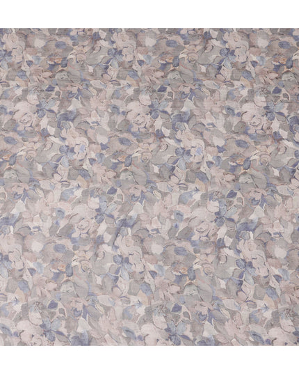 Dusty Blue Grey Floral Viscose Digital Print Fabric 110cm