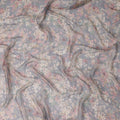 Dusty Periwinkle Blue Floral Viscose Digital Print Fabric
