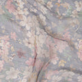 Dusty Periwinkle Blue Floral Viscose Digital Print Fabric