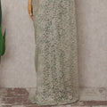 Pistachio Green Floral French Chantilly Lace Saree