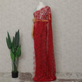 Crimson Red Floral French Chantilly Lace Saree