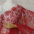 Crimson Red Floral French Chantilly Lace Saree