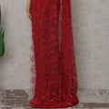 Crimson Red Floral French Chantilly Lace Saree