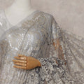 Silver Gold Floral French Chantilly Lace Saree