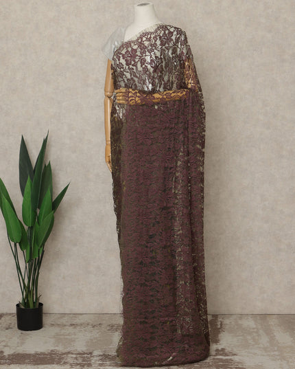 Maroon-Green Premium French 2 Tone Chantilly Saree Lace, 5.5 Mtrs Length, 110 Cms Width, Crafted in France -Blouse Not Included-D26716