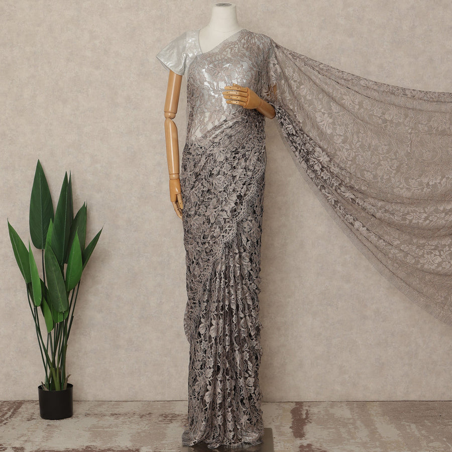 Light Pink 2Tone Premium French Chantilly Saree Lace 5.5 Mtrs 110 Cms Width France-D27799