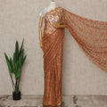 Orange Premium French Chantilly Saree Lace, 5.5 Mtrs Length, 110 Cms Width, Crafted in France -Blouse Not Included-D26709