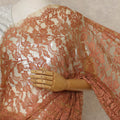 Orange Premium French Chantilly Saree Lace, 5.5 Mtrs Length, 110 Cms Width, Crafted in France -Blouse Not Included-D26709