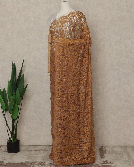 Copper Premium French 2-Tone Chantilly Saree Lace, 5.5 Mtrs Length, 110 Cms Width, Crafted in France -Blouse Not Included-D26707