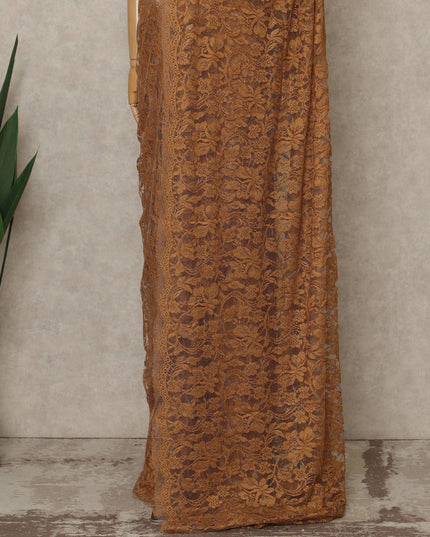 Copper Premium French 2-Tone Chantilly Saree Lace, 5.5 Mtrs Length, 110 Cms Width, Crafted in France -Blouse Not Included-D26707