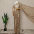 Gold Premium French 2 Tone Chantilly Saree Lace, 5.5 Mtrs Length, 110 Cms Width, Crafted in France -Blouse Not Included-D26719