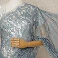 Blue-Grey Premium French 2 Tone Chantilly Saree Lace, 5.5 Mtrs Length, 110 Cms Width, Crafted in France -Blouse Not Included-D26717
