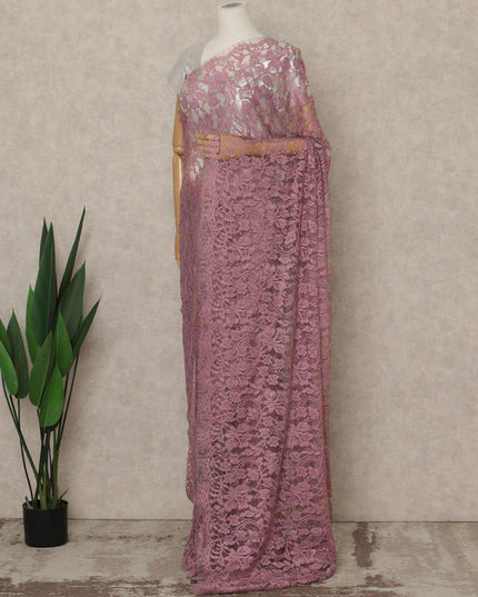 Mauve Premium French Chantilly Saree Lace, 5.5 Mtrs Length, 110 Cms Width, Crafted in France -Blouse Not Included-D26712