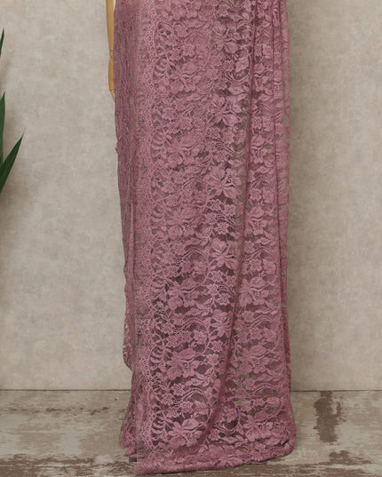 Mauve Premium French Chantilly Saree Lace, 5.5 Mtrs Length, 110 Cms Width, Crafted in France -Blouse Not Included-D26712