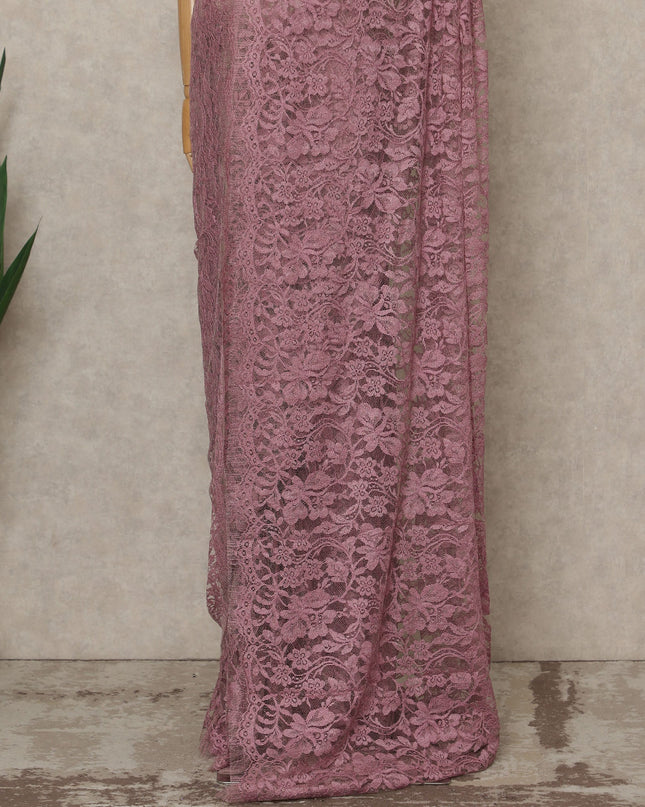 Mauve Premium French Chantilly Saree Lace, 5.5 Mtrs Length, 110 Cms Width, Crafted in France -Blouse Not Included-D26712